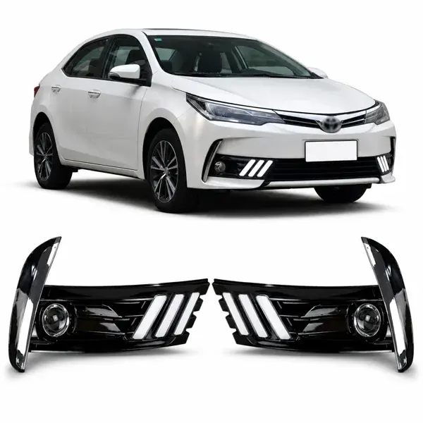 DRL Dianteiro Toyota Corolla 2017 a 2019 Black Piano/Cromado