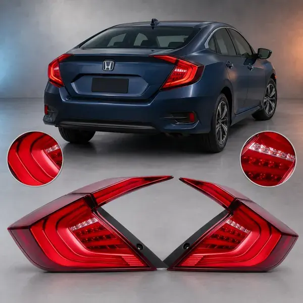 Lanterna Honda Civic G10 2016 a 2021 Full LED Vermelha