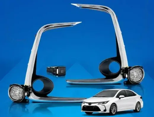 Kit Farol de Milha Toyota Corolla 2020+ Moldura Cromada com Interruptor Similar ao Original