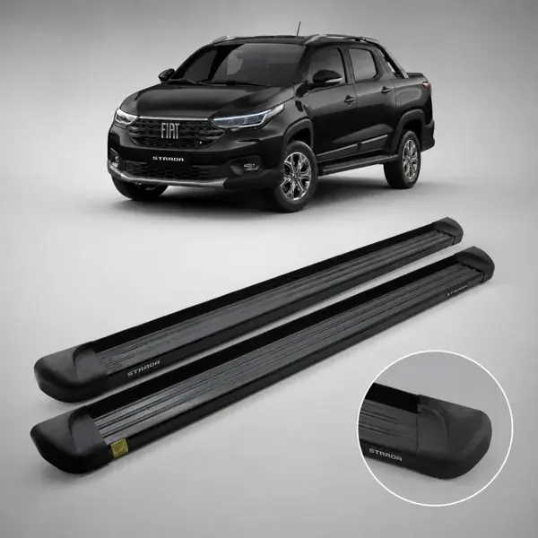 Estribo Fiat Strada 2020+ Preto Plataforma com Kit de Instalação