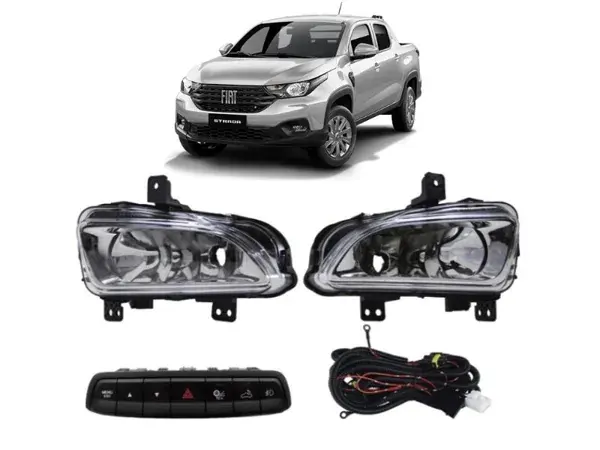 Kit Farol de Milha Fiat Strada 2020 a 2026 com Interruptor Similar ao Original