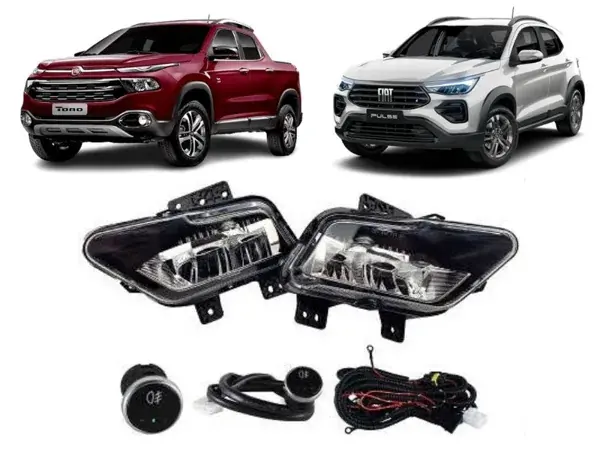 Kit Farol de Milha Fiat Toro/Pulse LED 2021+ com Interruptor Touch