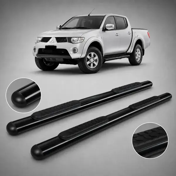 Estribo Mitsubishi Triton Cabine Dupla 2017 a 2025 Preto Plataforma com Kit de Instalação