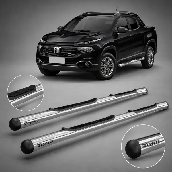 Estribo Fiat Toro 2016+ Anodizado Tubular com Kit de Instalação