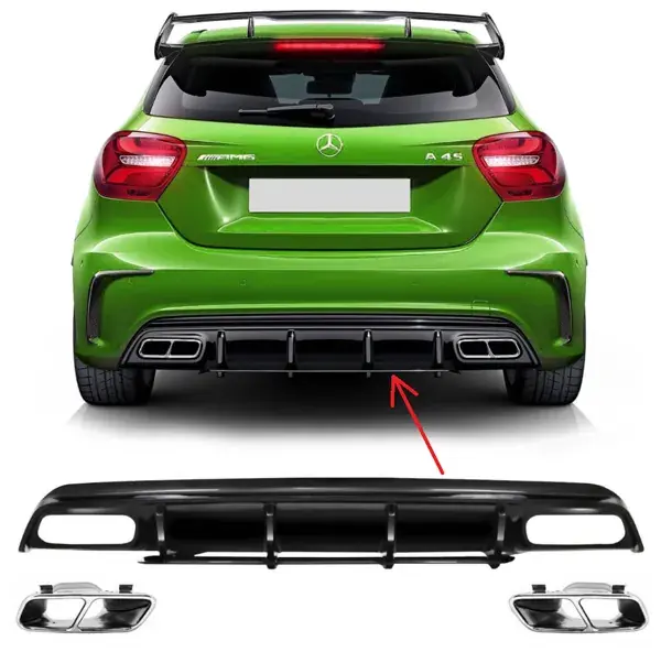 Difusor Traseiro Mercedes-Benz W176 Classe A 2013 a 2018 Preto
