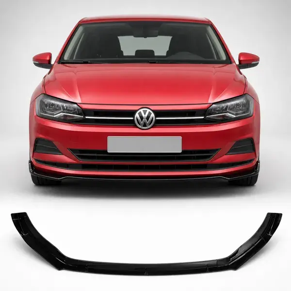 Spoiler Dianteiro Volkswagen Polo MK7 2018 a 2022 Black Piano