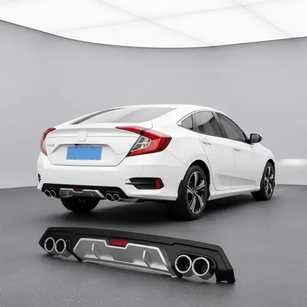Difusor Traseiro Honda Civic 2016 a 2021 Preto 4 Saídas