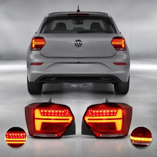 Lanterna Volkswagen Polo 2018 a 2025 Full LED Vermelha