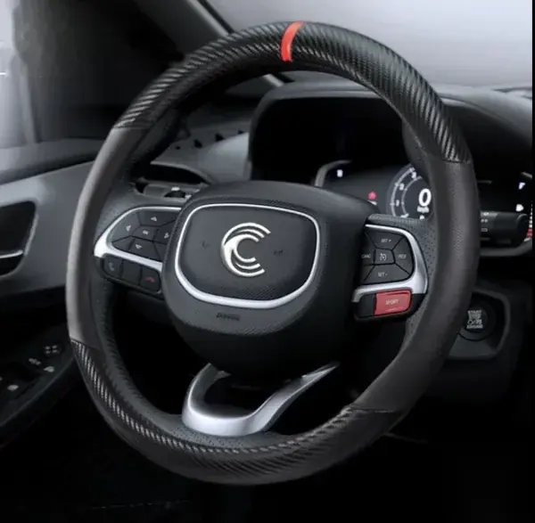 Capa de Volante Preta com Detalhe e Grip