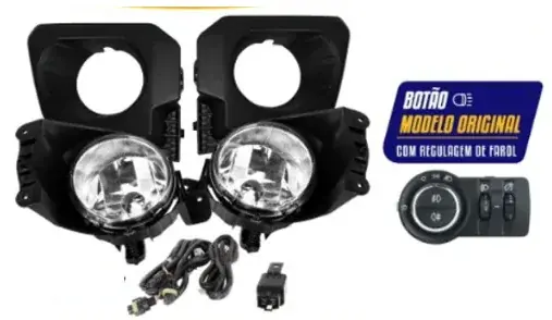 Kit Farol de Milha Chevrolet S10/Trailblazer 2021 a 2024 com Grade e Interruptor Similar ao Original