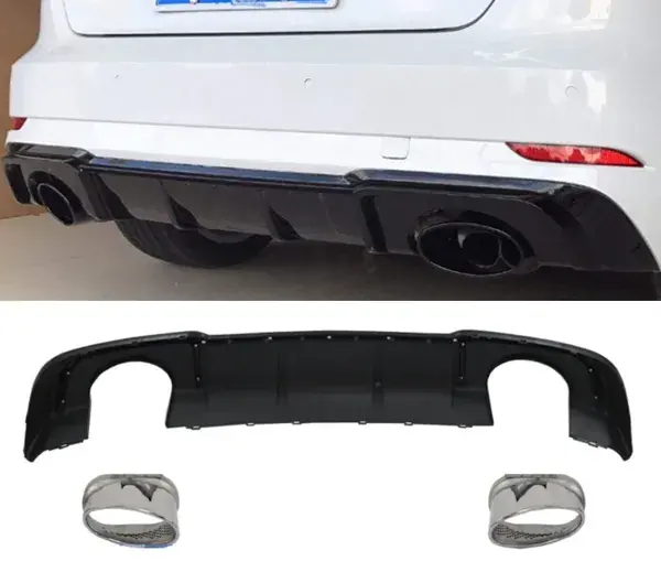 Difusor Traseiro Audi A3 2013 a 2016 Preto