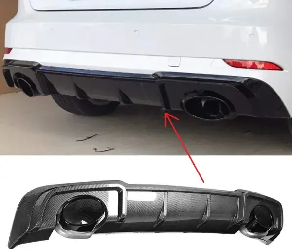 Difusor Traseiro Audi A3/S3 2013 a 2016 Carbono