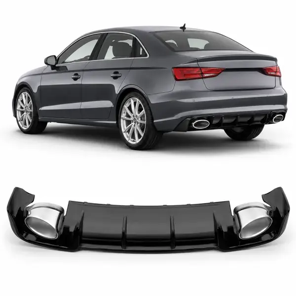 Difusor Traseiro Audi A3 2017 a 2020 Black Piano