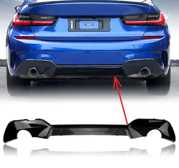 Difusor Traseiro BMW G20 2019 a 2022 Black Piano e Carbono