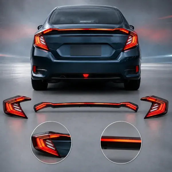 Lanterna Honda Civic G10 2016 a 2021 LED Fumê com Aerofólio