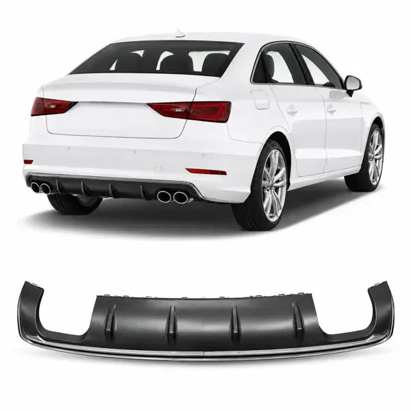 Difusor Traseiro Audi A3 2013 a 2016 Modelo S3 Preto