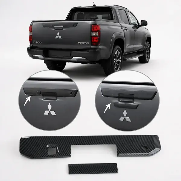 Aplique da Tampa Traseira Mitsubishi Triton 2024+ Carbono