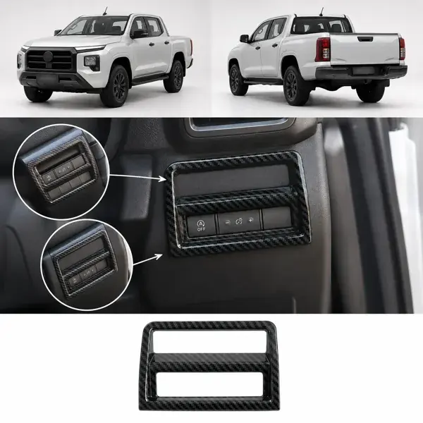 Aplique do Painel de Botões Mitsubishi Triton 2024+ Carbono