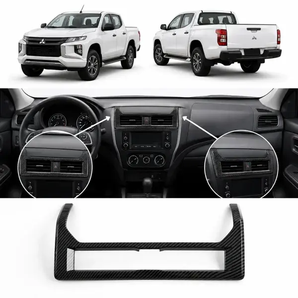 Aplique do Difusor de Ar Central Mitsubishi Triton 2024+ Carbono