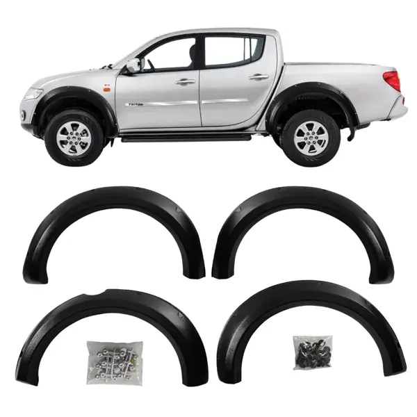 Alargador de Paralama Mitsubishi L200 Triton 2008 a 2016 com Cravos Preto
