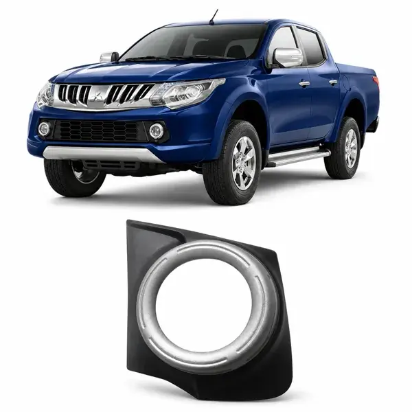 Moldura do Farol de Milha Mitsubishi L200 Triton 2017 a 2020 Preta (Par)