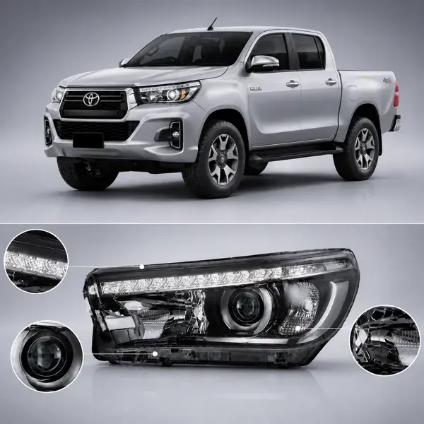 Farol Toyota Hilux 2016 a 2020 LED Foco Duplo Lado Esquerdo