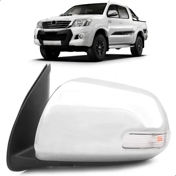 Retrovisor Toyota Hilux 2012 a 2015 Cromado Elétrico com Pisca Lado Esquerdo
