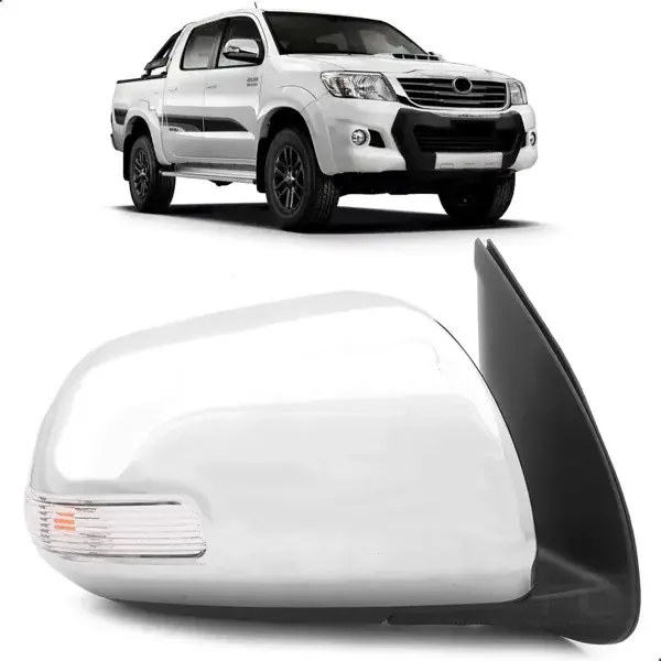 Retrovisor Toyota Hilux 2012 a 2015 Cromado Elétrico com Pisca Lado Direito
