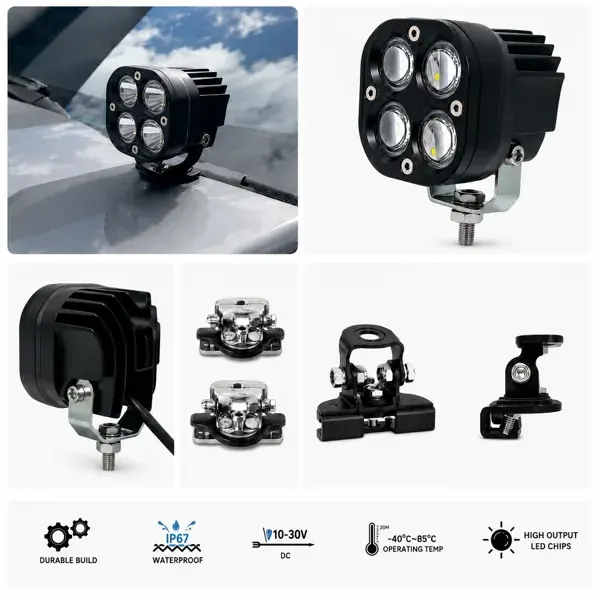 Farol Auxiliar Capô 4 LEDs com Suporte