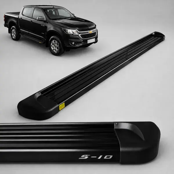 Estribo Chevrolet S10 Cabine Dupla 2012+ Preto Plataforma com Kit de Instalação