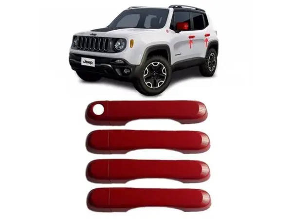 Aplique de Maçaneta Jeep Renegade 2015 a 2024 4 Portas Vermelho